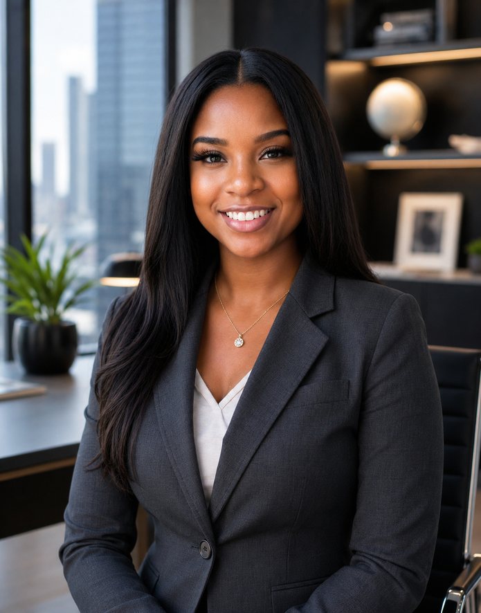 Portrait of Jayla Trice-Francis, Chief Growth Officer of Brainchild Technologies, in a grey blazer